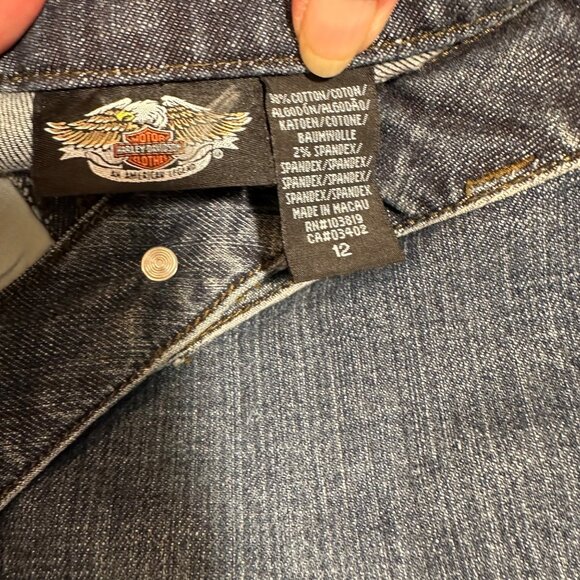 Harley-Davidson Womens Studded Embroidered Blue Denim Jeans SZ 12 High Rise EUC - Picture 6 of 12